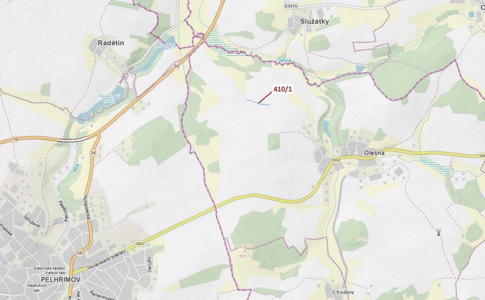 Prodej pozemek - Olešná, okres Pelhřimov, Kraj Vysočina - 1