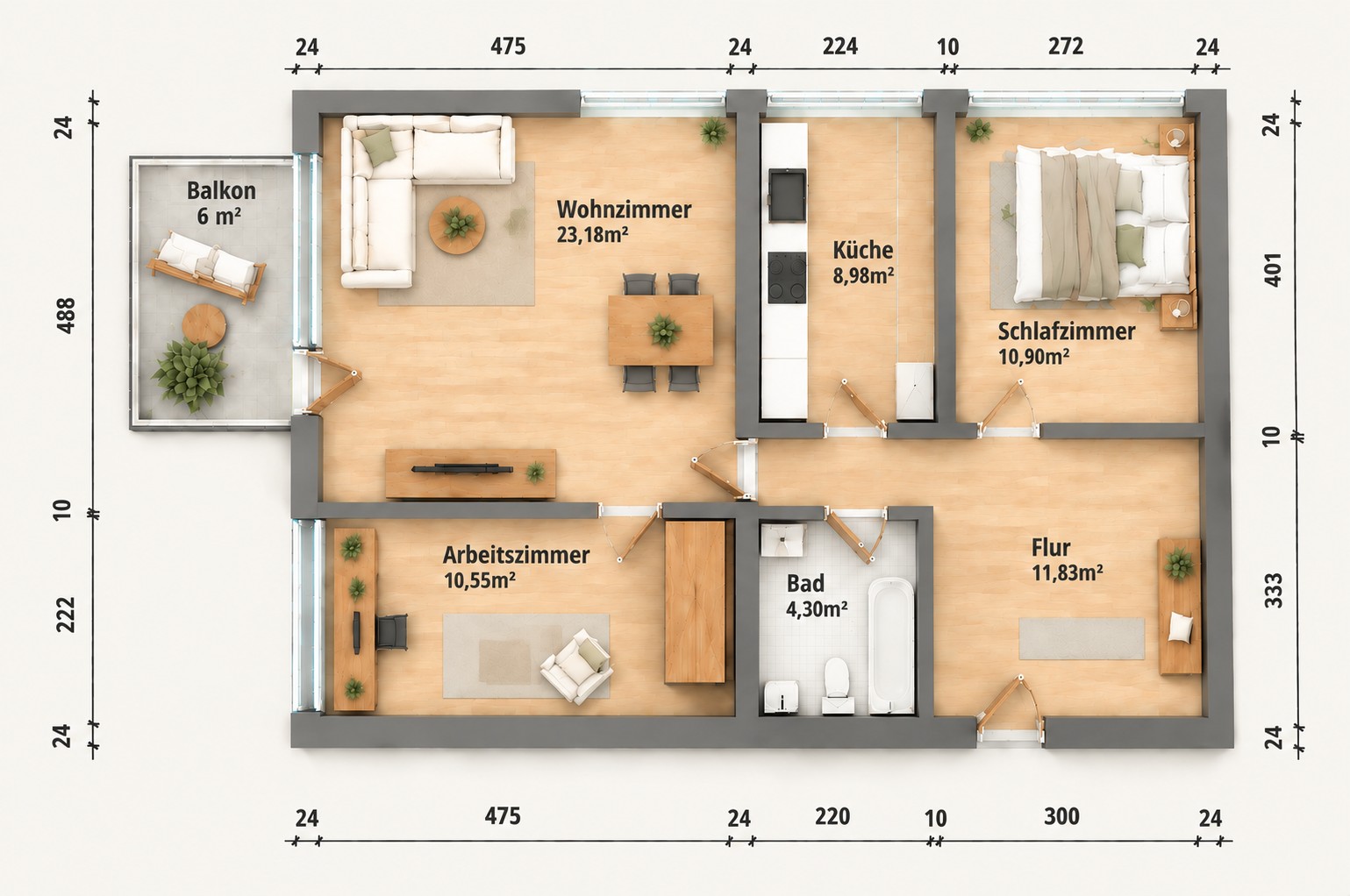 3+1, Gandhistraße 2, , Dolní Sasko, 72 m² - 2