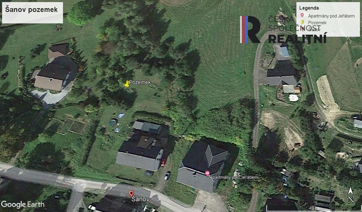 Prodej pozemek pro bydlení - Šanov, Červená Voda, 1 218 m²