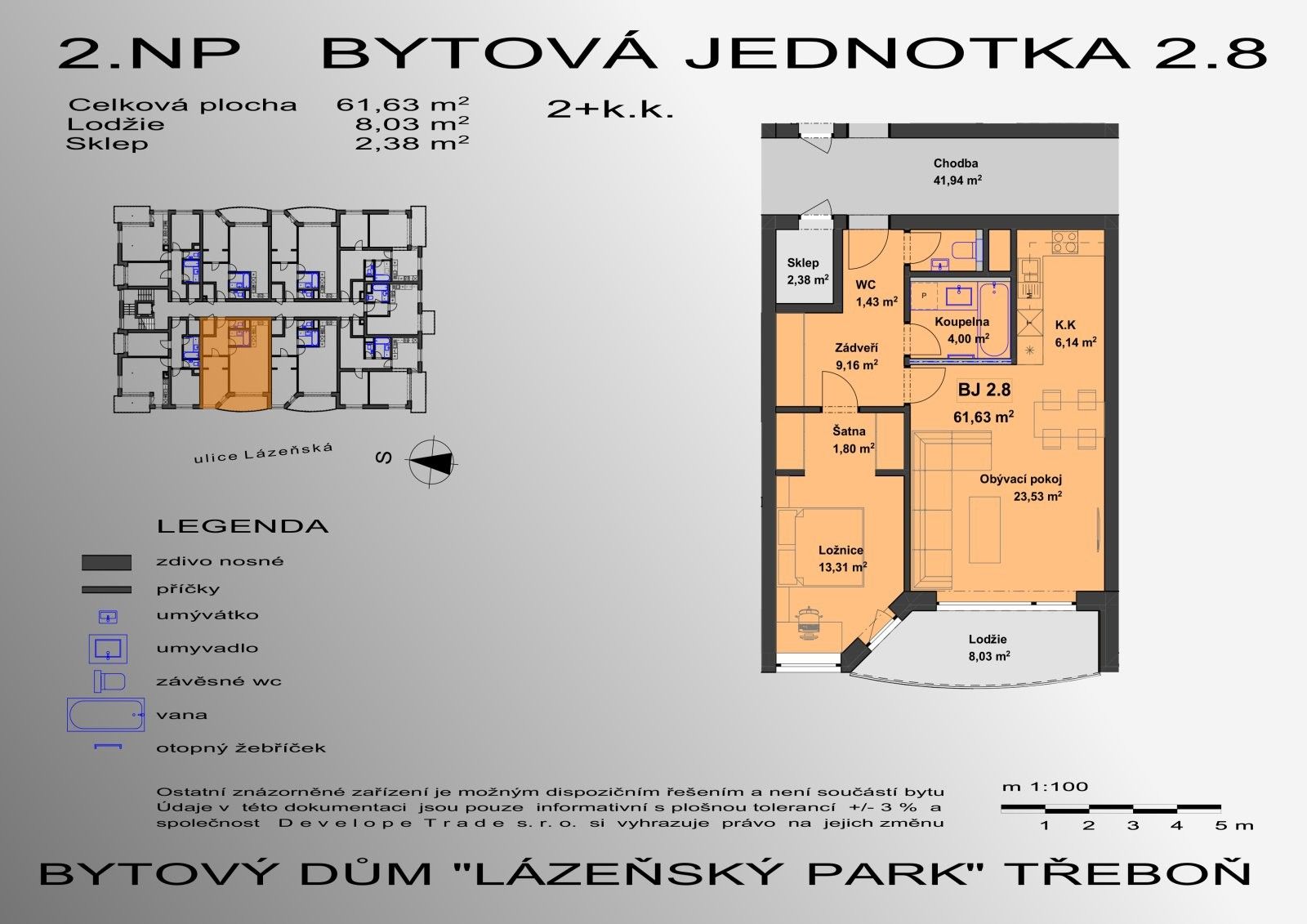 2+kk, Lázeňská, Třeboň Ii, 73 m²