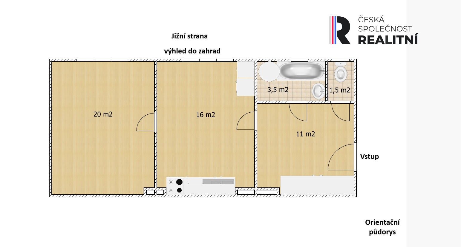 Byt 1+1, 50 m²