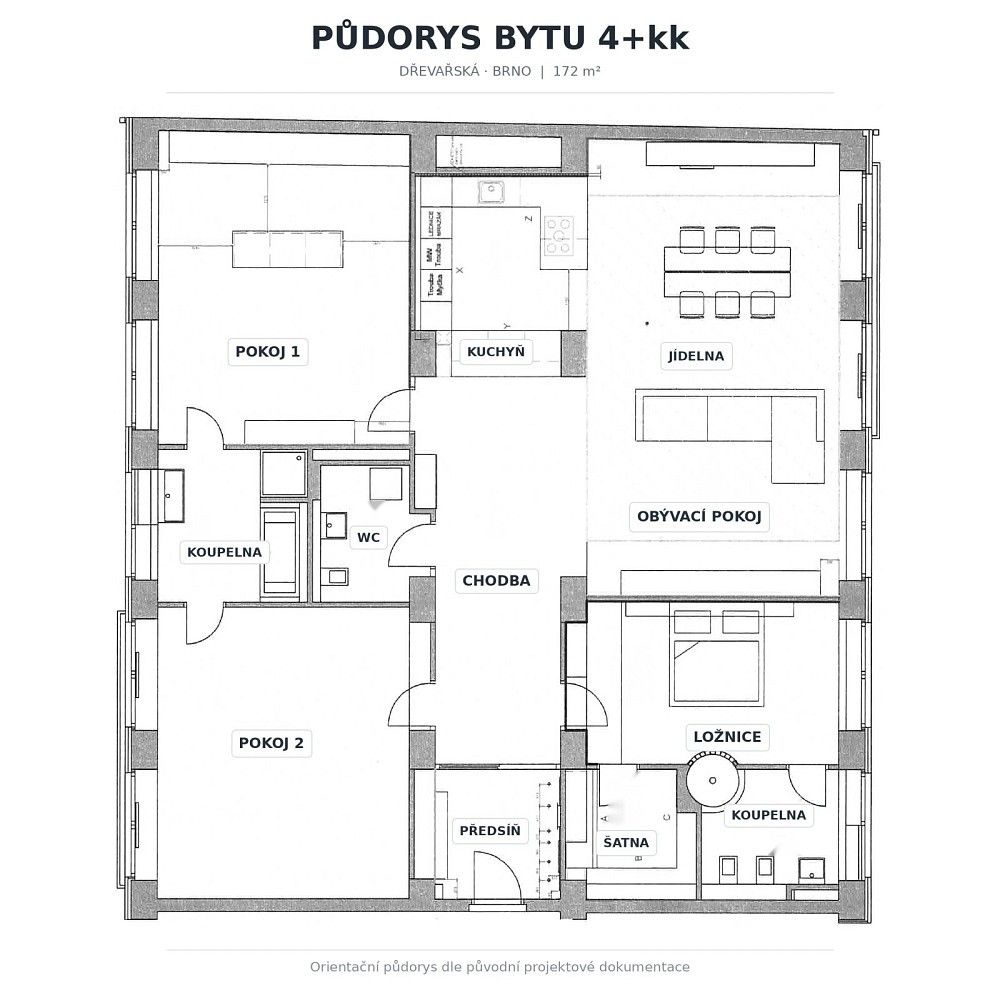 Byt 4+kk · 172 m² · Dřevařská, Brno - Veveří - 4
