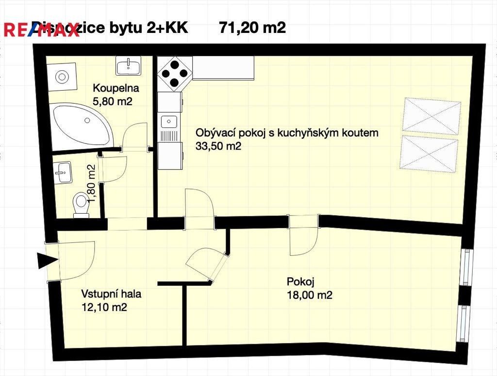 Pronájem byt 2+kk - Tyršova, Benešov, Česko, 71 m²