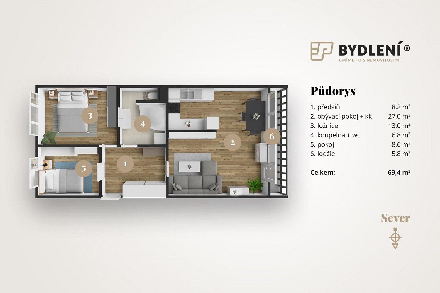 Byt 3+1 · 70 m² · Trnovanská, Teplice - Trnovany - 3