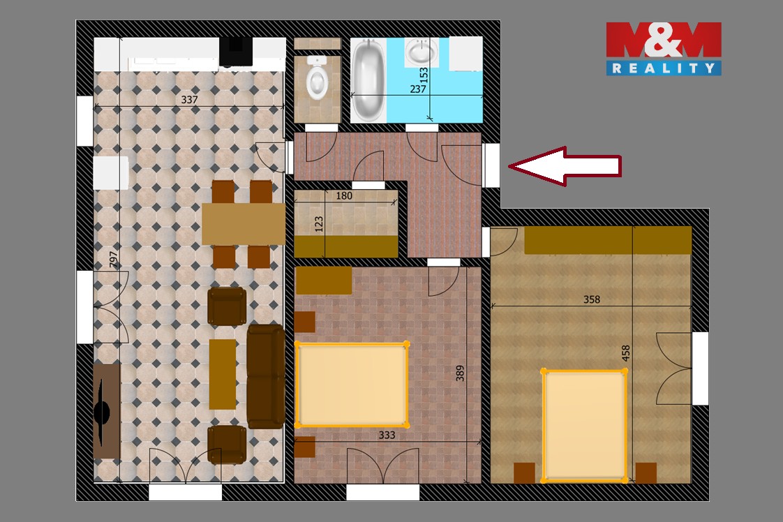 Byt 3+kk · 72 m² · Bečváry - 3