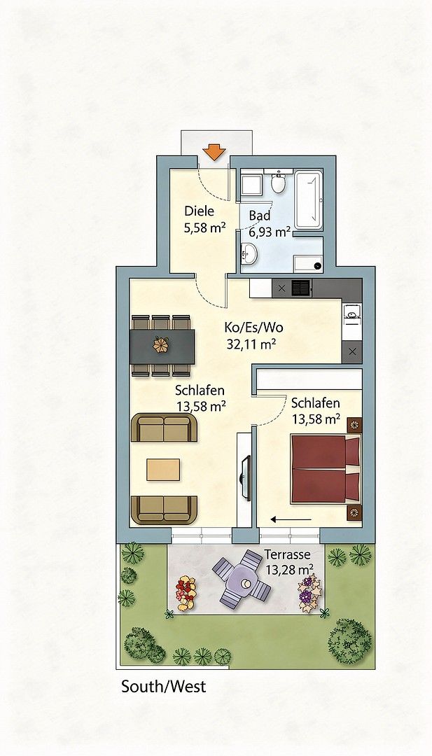 2+1, Hamburg Lurup Hamburg 22547, 65 m² - 1