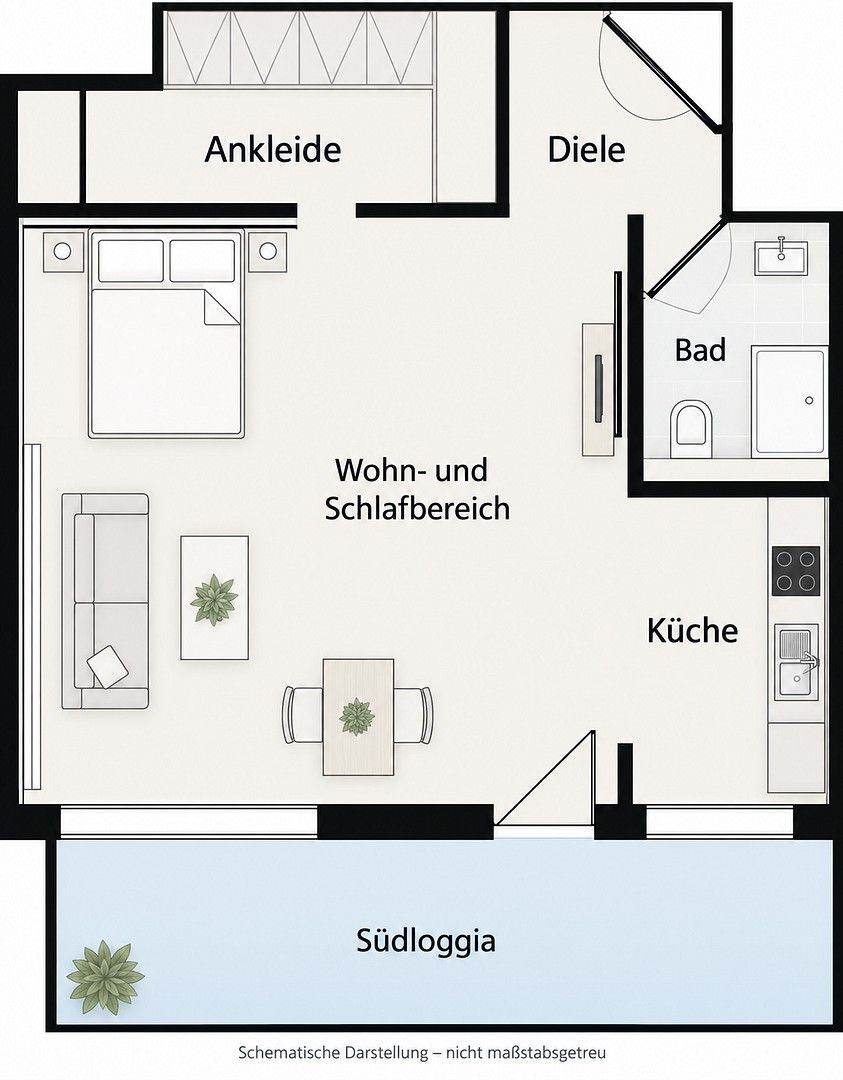 1+1, München Milbertshofen Bayern 80809, 52 m² - 1