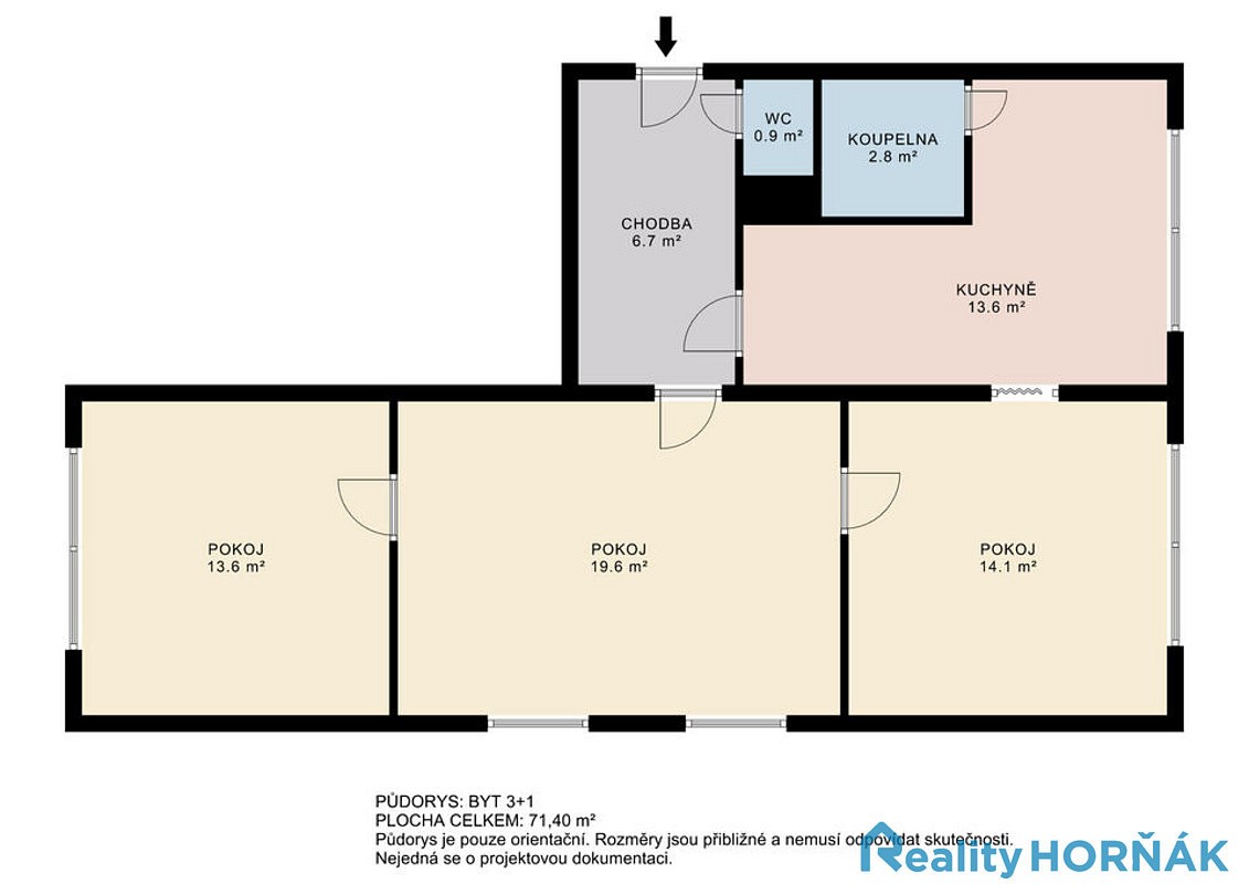 Prodej byt 3+1 - Na Libuši, Bechyně, okres Tábor, 63 m² - 2