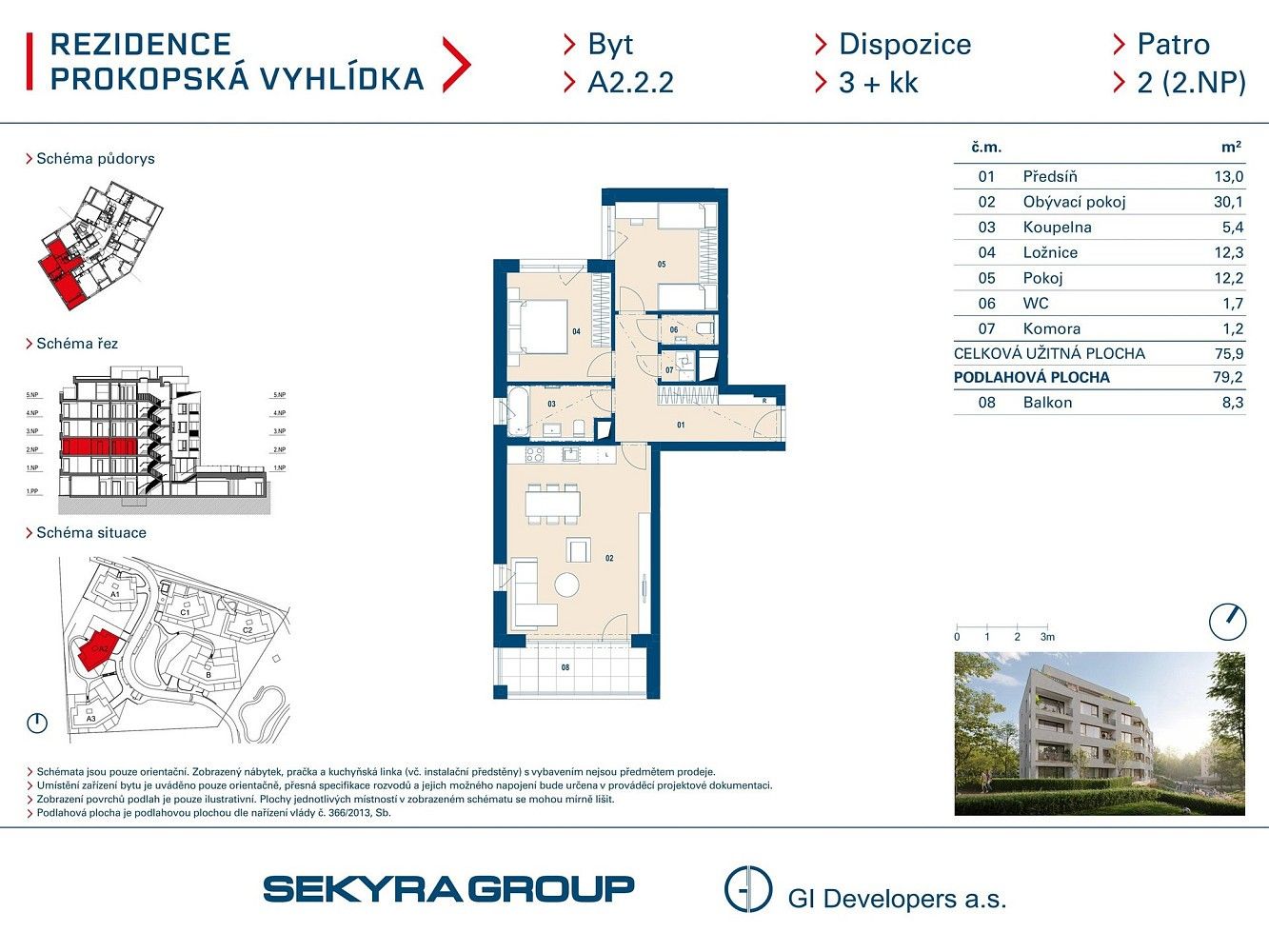 3+kk, Radlická, Praha 5 - Jinonice, 76 m² - 2
