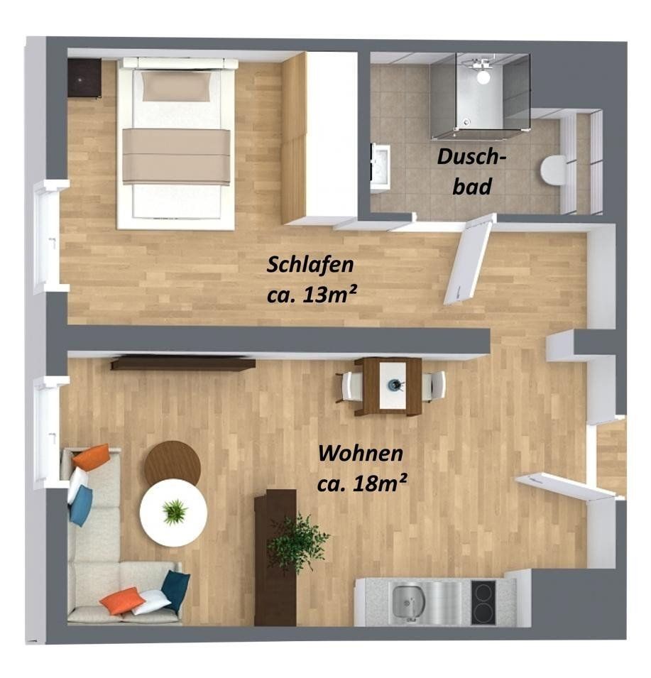 2+1, Merseburger Straße 16, , Sasko-Anhaltsko, 37 m² - 1