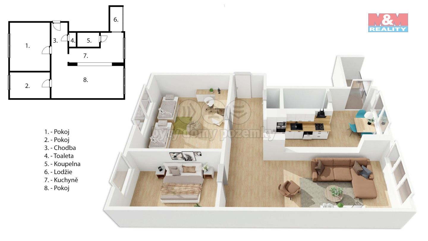 Prodej byt 3+kk - Prodloužená, Pardubice, 57 m²