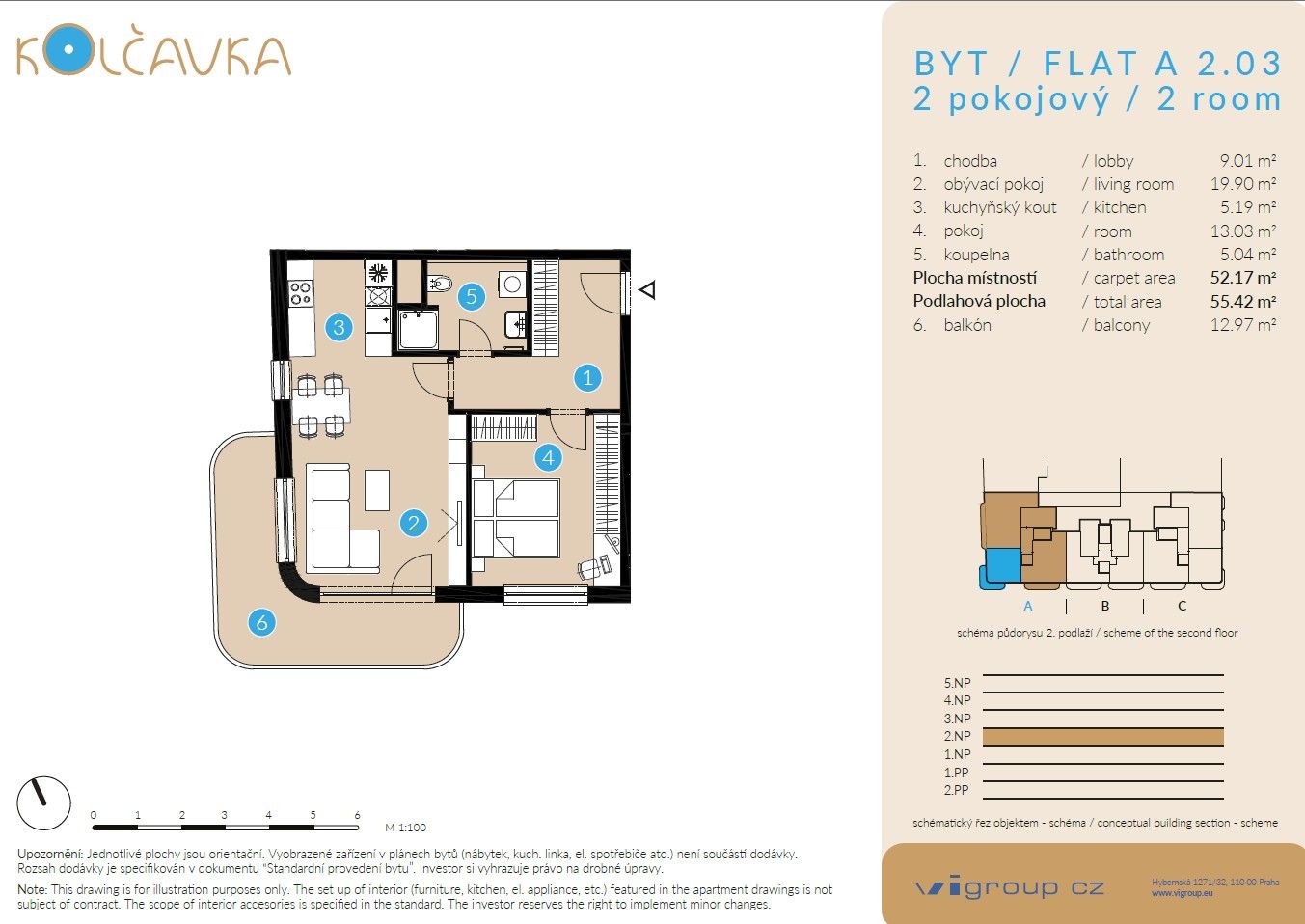 Prodej byt 2+kk - Nad Kolčavkou, Praha, 52 m²