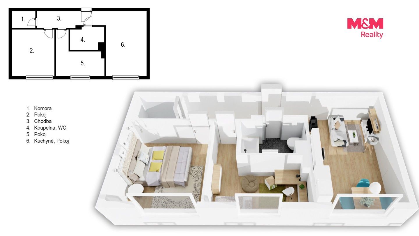 3+kk, Jabloňová, Chrudim, 54 m² - 2