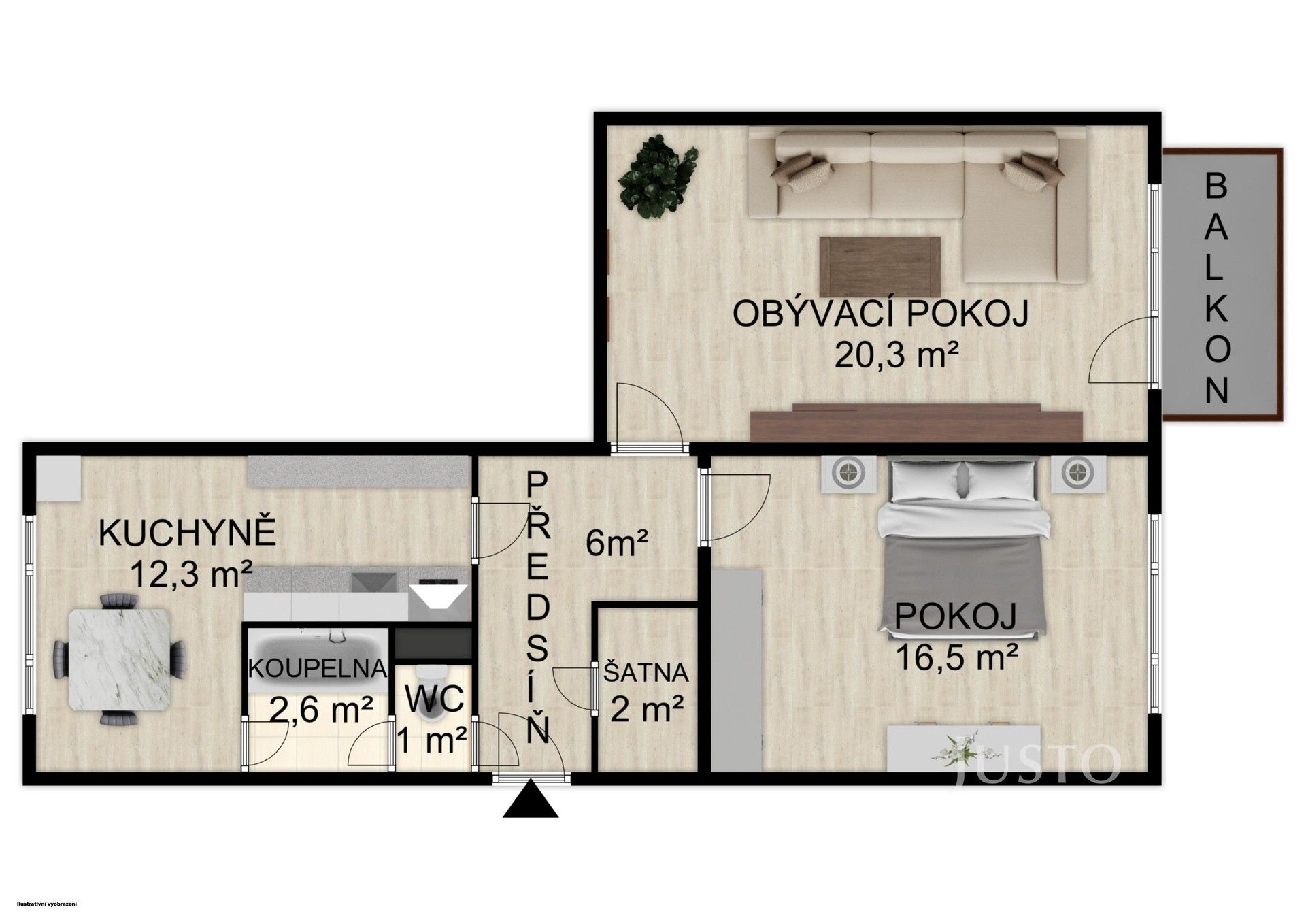 2+1, Harantova 1725, Písek Budějovické Předměstí, 63 m² - 2