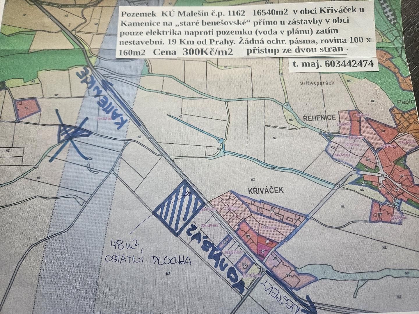 Zemědělské pozemky, Křiváček, Řehenice