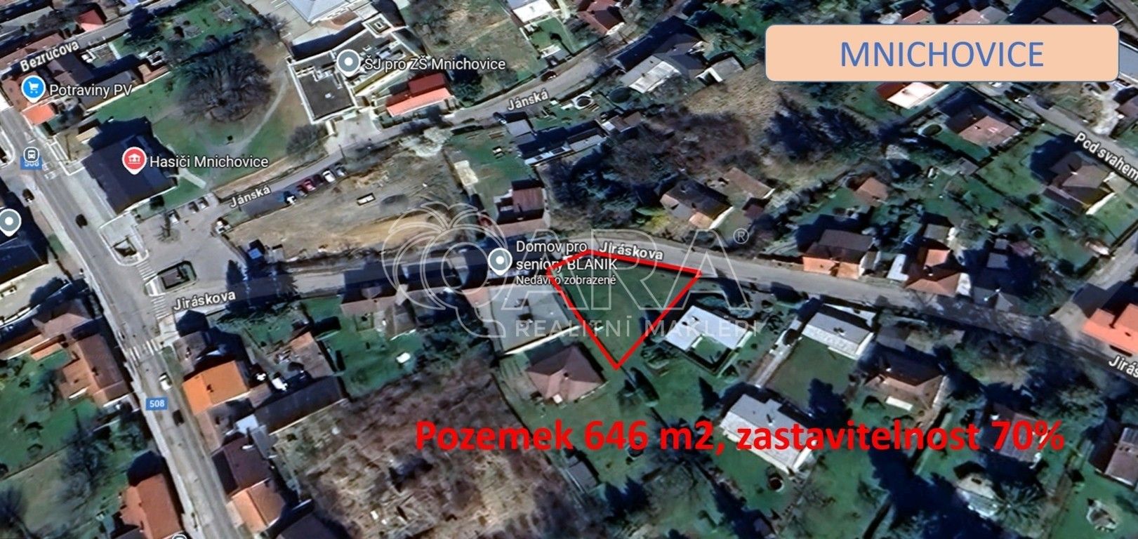 Prodej pozemek pro bydlení - Jiráskova, Mnichovice, 646 m²