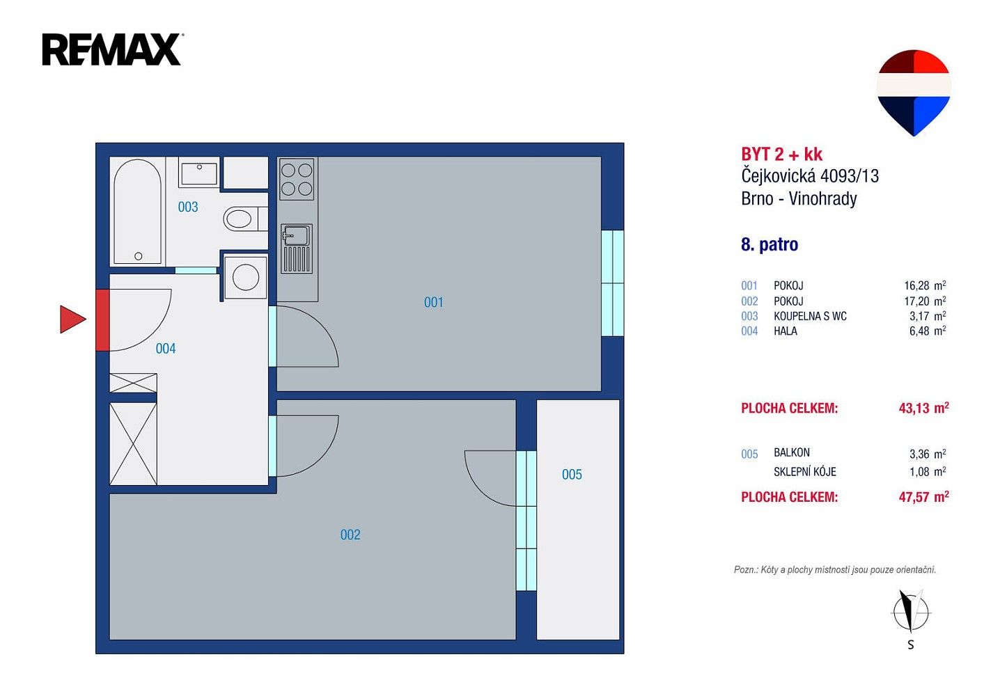 Prodej byt 2+kk - Brno - Židenice, okres Brno-město, Jihomoravský kraj, 43 m² - 5