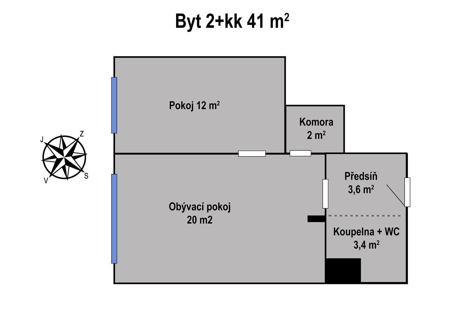 Prodej byt 2+kk - Pivcova, Praha, 41 m²