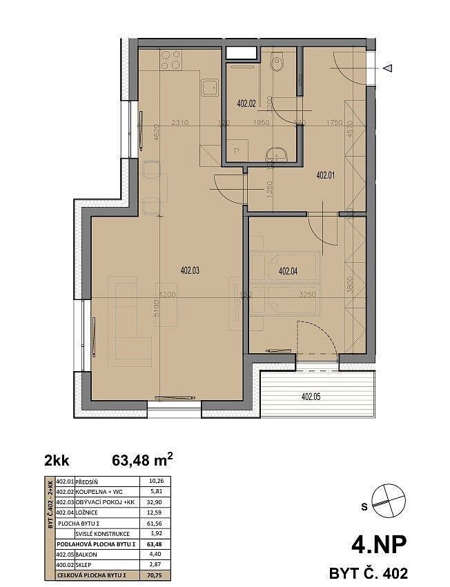Prodej byt 2+kk - Plzeň, okres Plzeň-město, Plzeňský kraj, 63 m² - 5