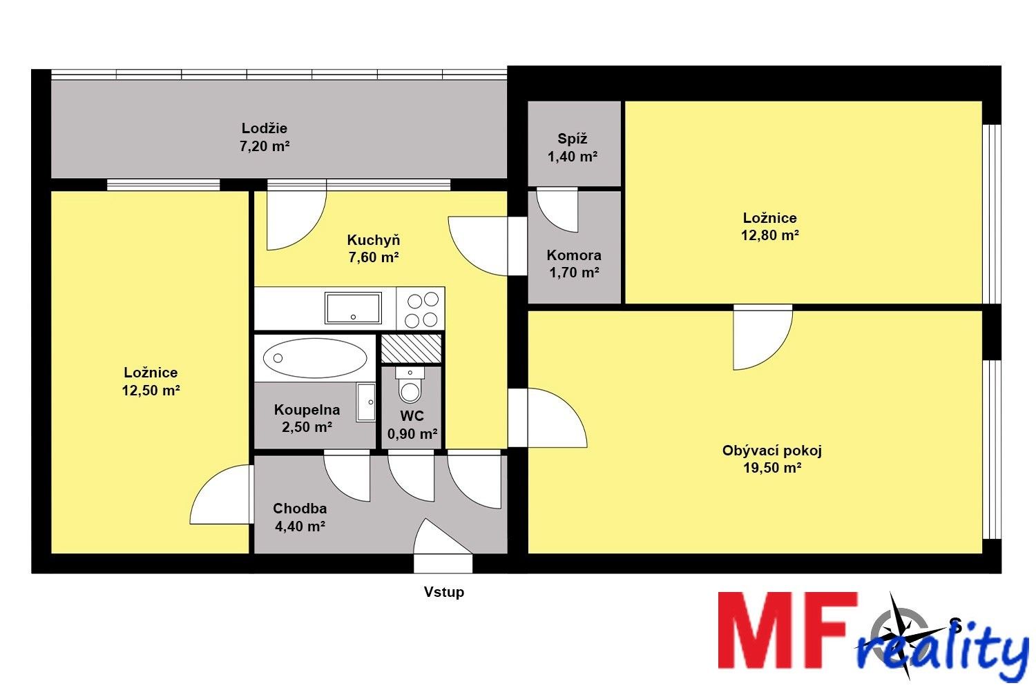 Prodej byt 3+1 - Pražská 1552, Náchod, 71 m²