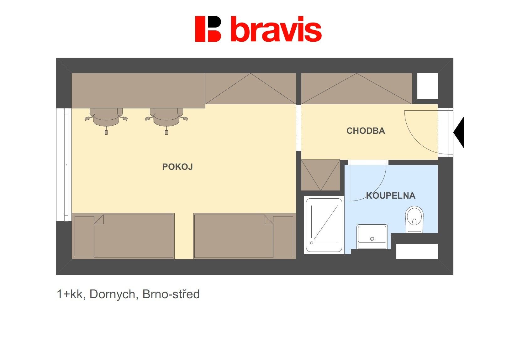 Byt 1+kk · 24 m² · Dornych 519, Brno Trnitá - 4