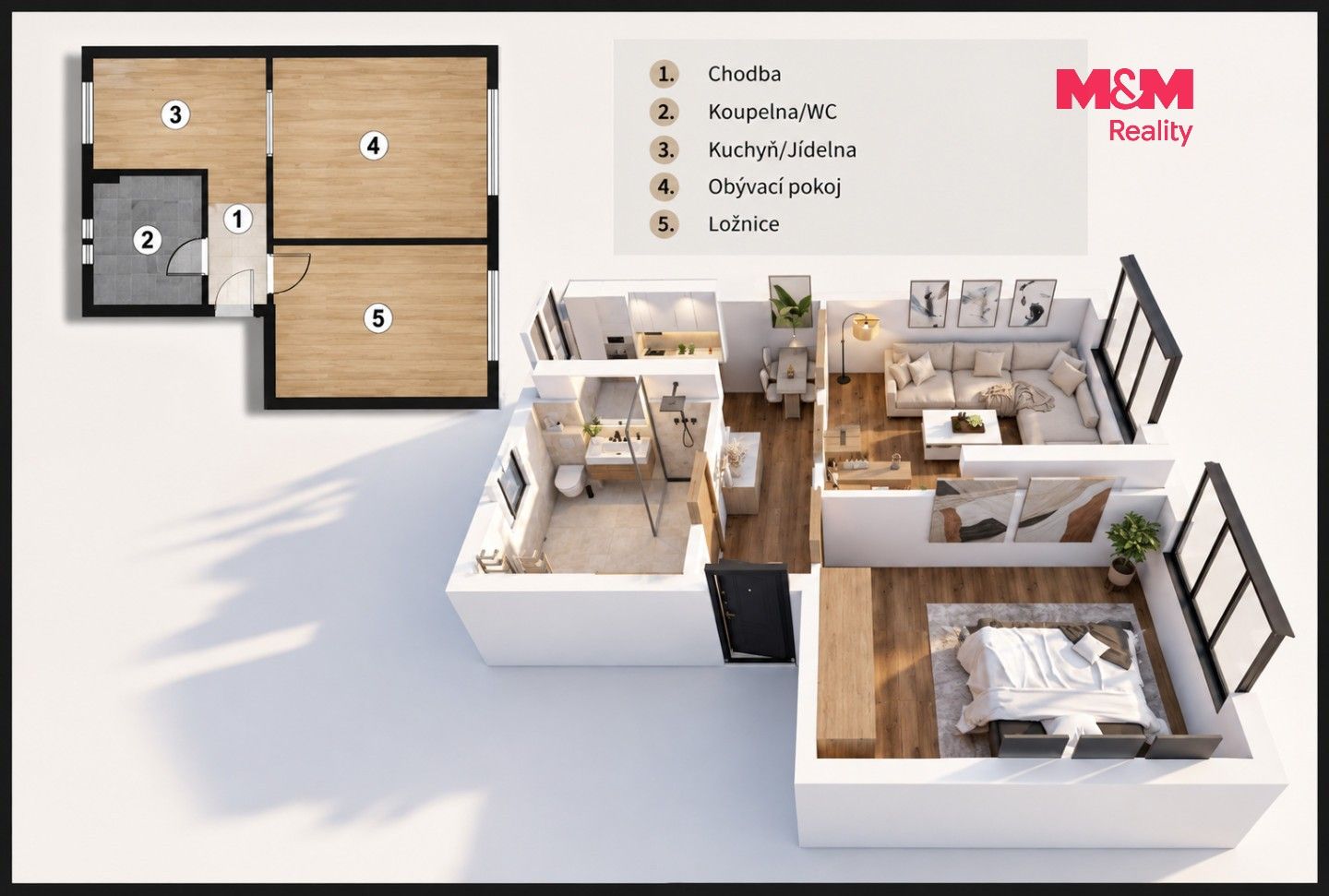 Byt 2+1 · 56 m² · Třída Míru, Beroun - 3