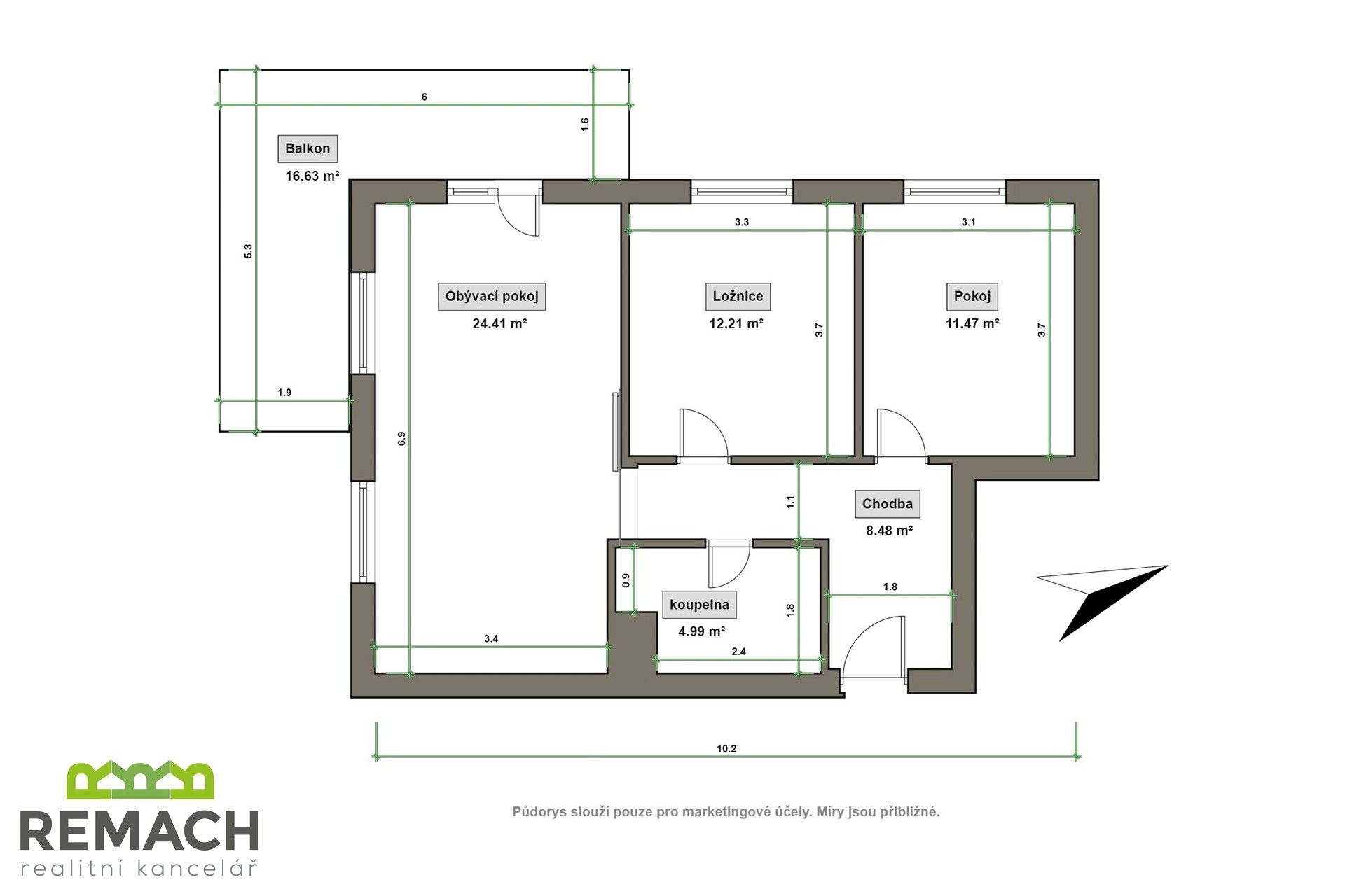 Pronájem byt 3+kk - Zahrádky, Uherské Hradiště, 61 m²