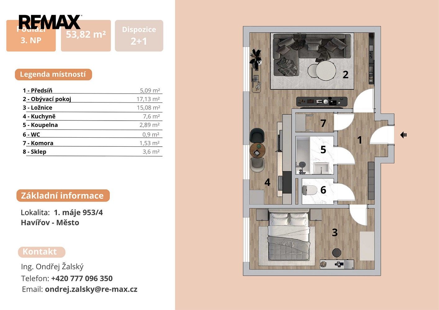 Byt 2+1 · 53 m² · Havířov - Město, okres Karviná, Moravskoslezský kraj - 4