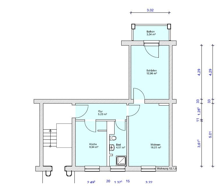 2+1, Eisnerstraße 12 Magdeburg Stadtfeld Sachsen-Anhalt 39110, 50 m² - 1