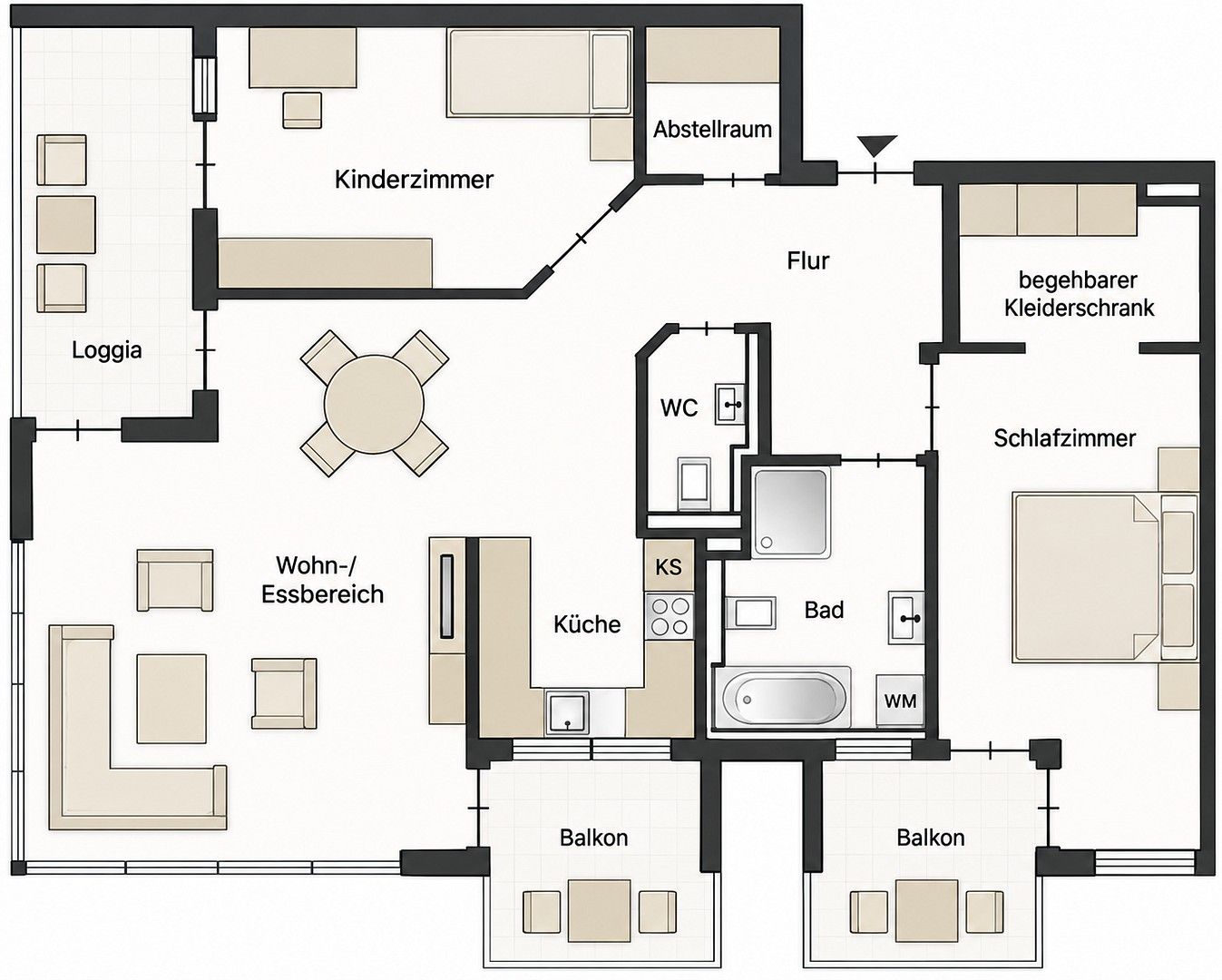 3+1, , Bádensko-Württembersko, 98 m² - 1
