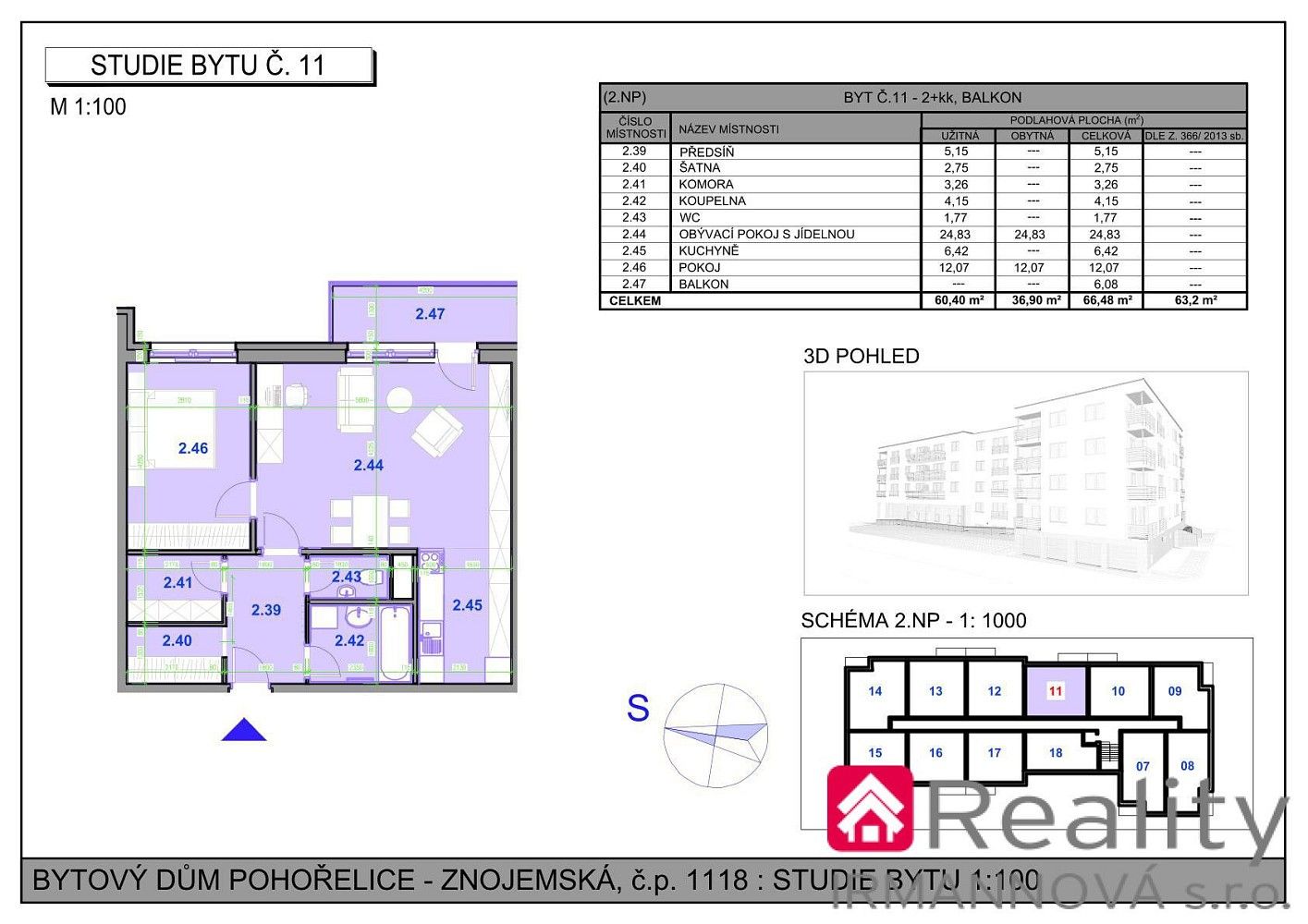 Prodej byt 2+kk - Pohořelice, okres Brno-venkov, Jihomoravský kraj, 66 m² - 5