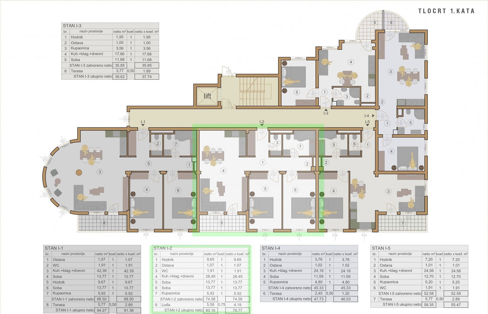 Byty, Pula, Istarska županija, Chorvatsko, 78 m² - 2