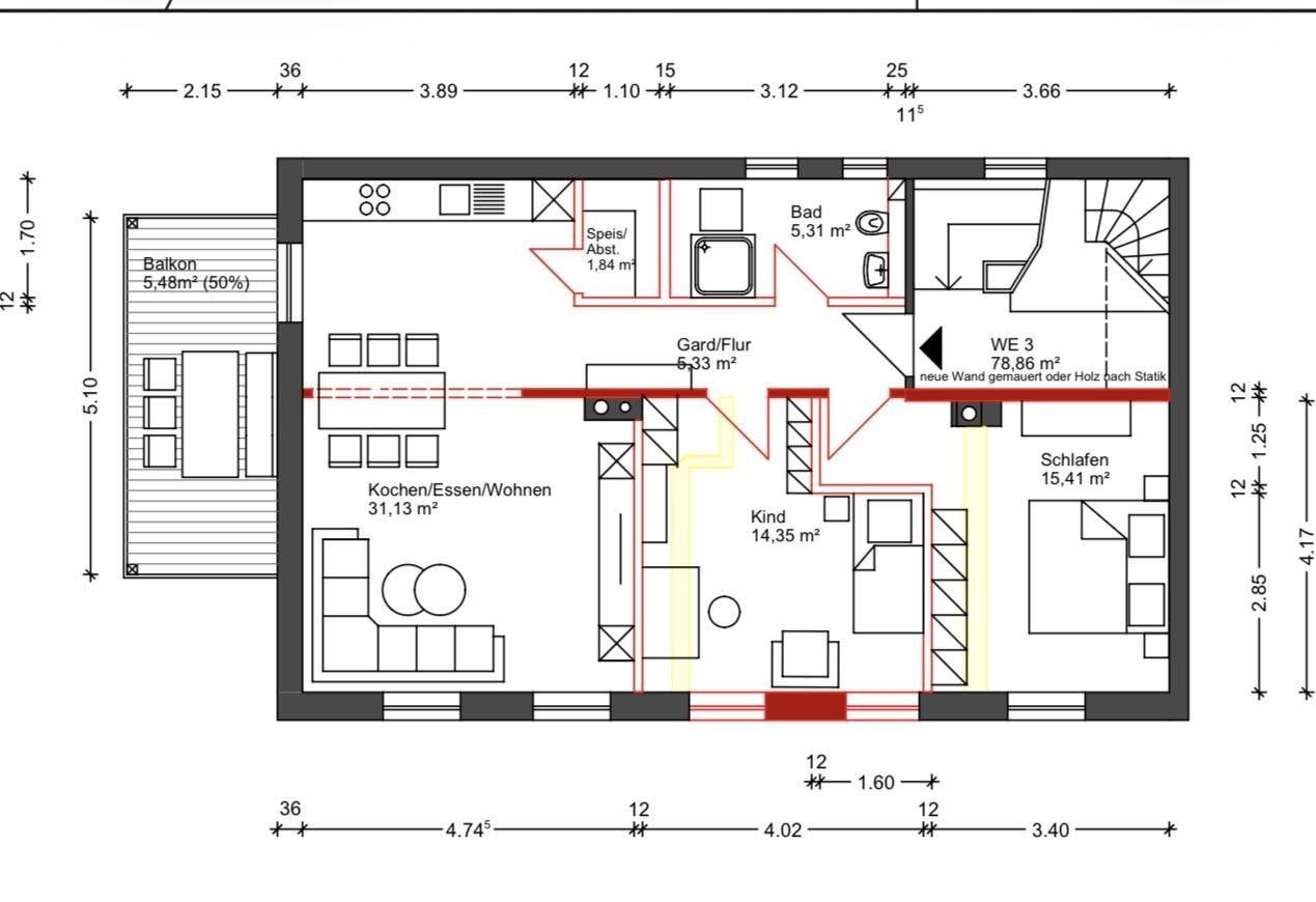 3+1, Theaterstraße 1 Hof Hof Bayern 95028, 78 m² - 1