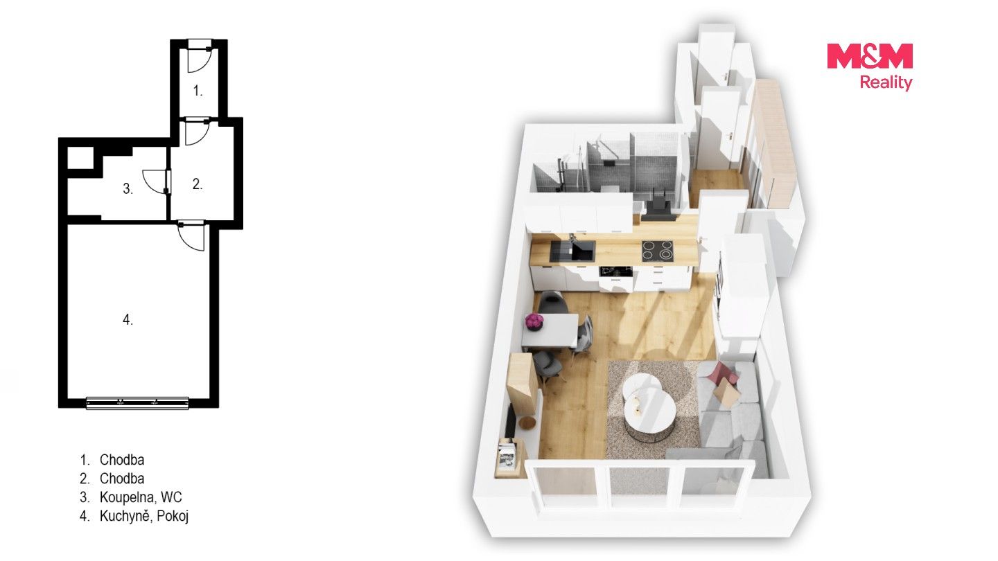 Byt 1+kk · 41 m² · Bachova, Praha - 4