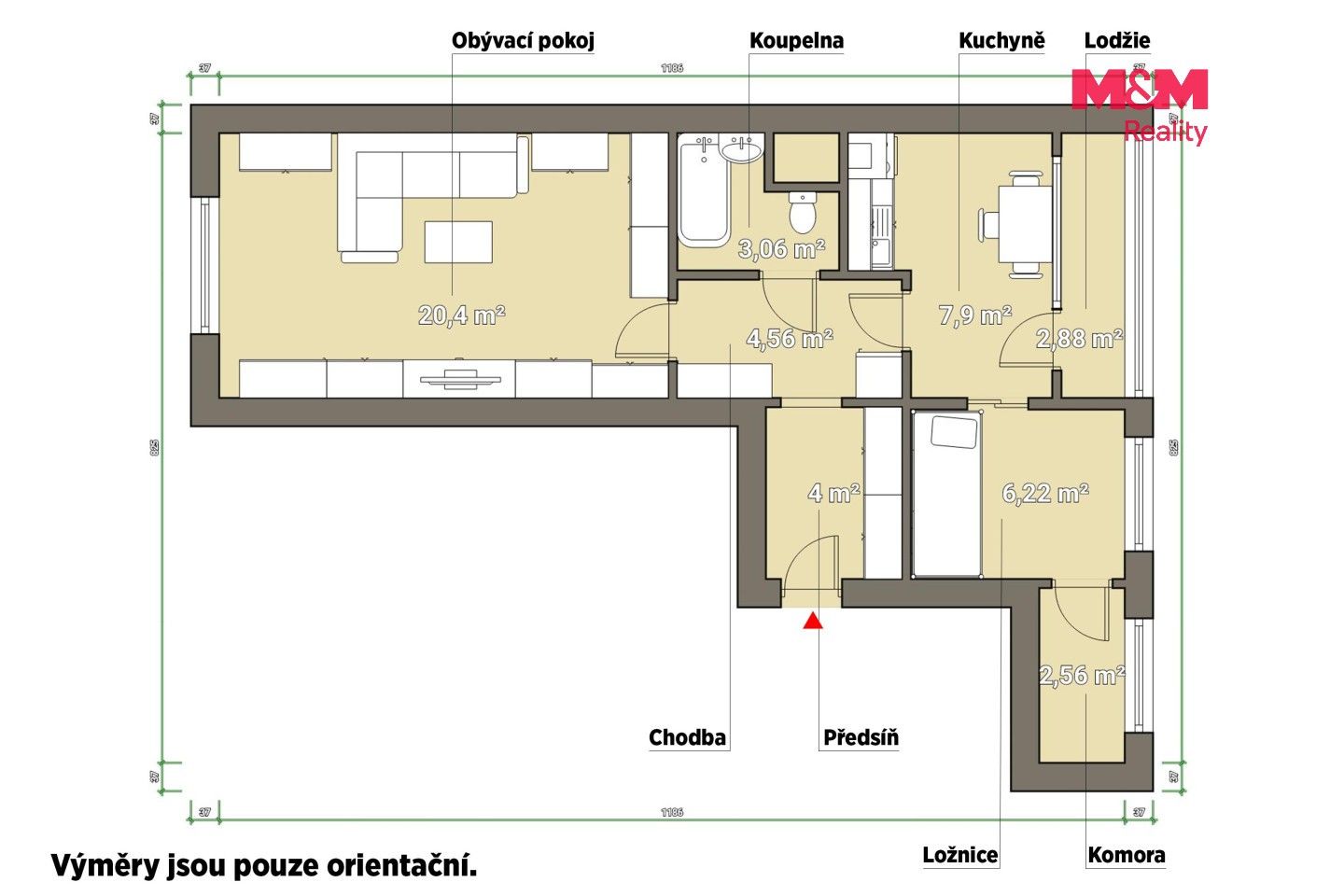 Byt 2+1 · 48 m² · Krašovská, Plzeň - 4