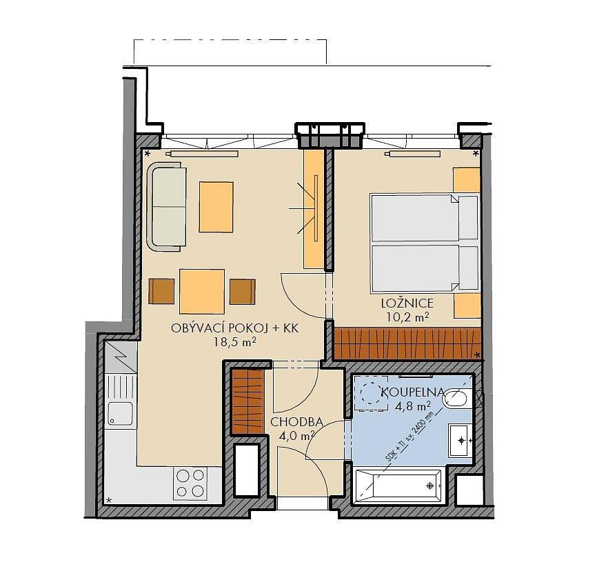 Byt 2+kk · 39 m² · Bartůňkova, Praha 4 - Chodov - 4