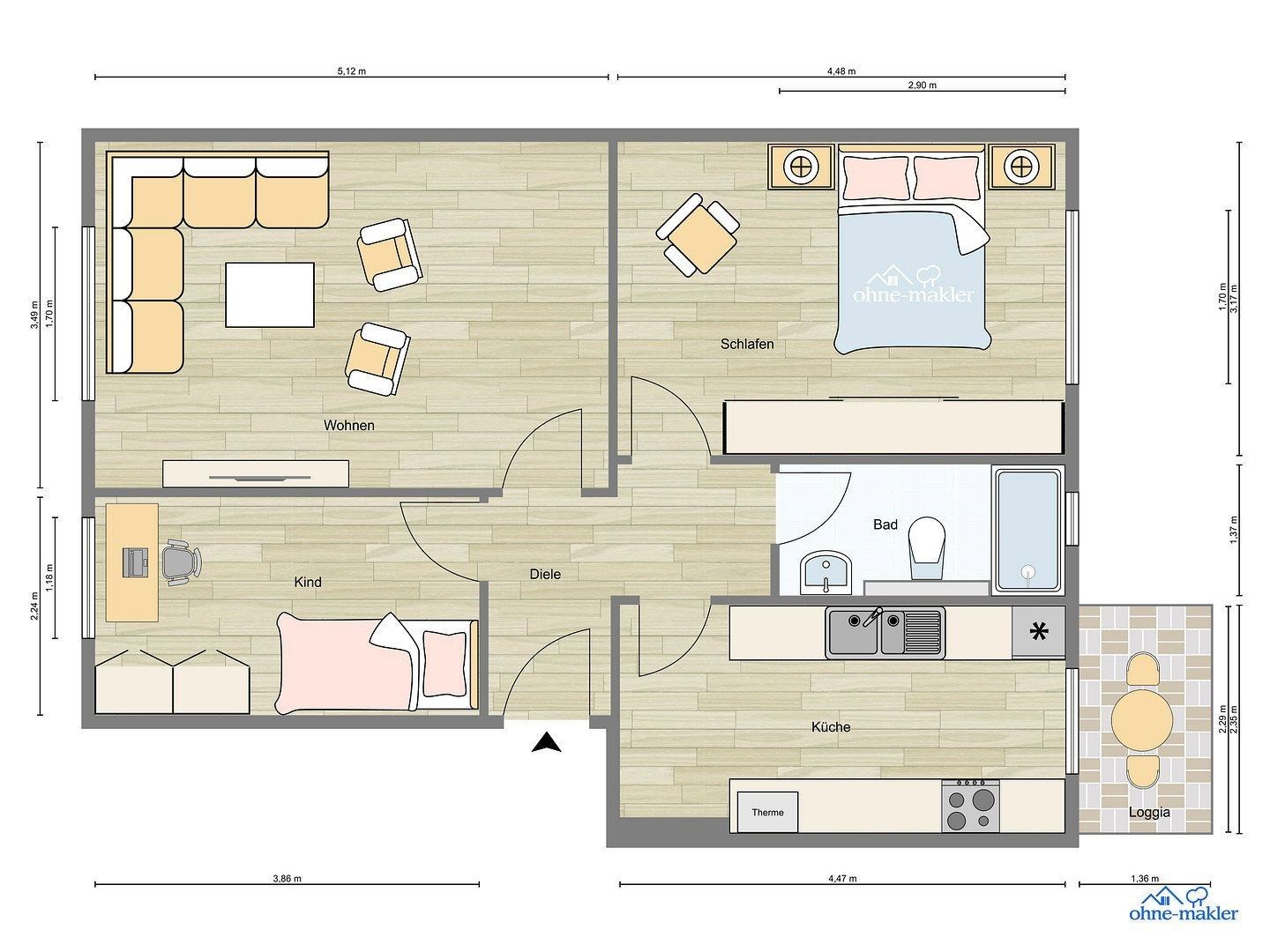 2+kk, Laehr`scher Jagdweg 15 Berlin Zehlendorf Berlin 14167, 62 m² - 2