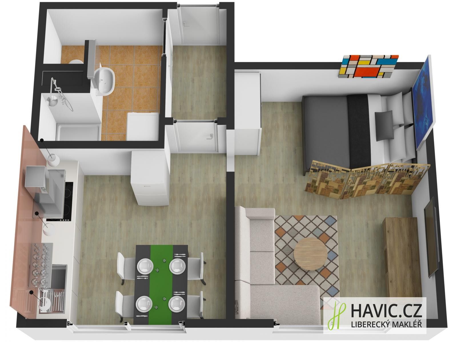 Pronájem byt 1+1 - Střelecký vrch, Chrastava, 37 m²