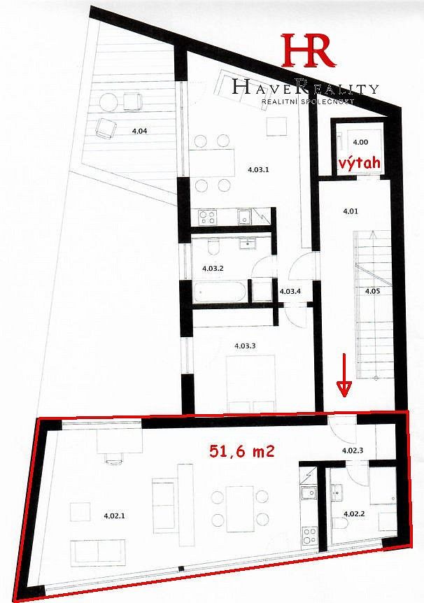 Byt 1+kk · 51 m² · Vnoučkova, Benešov - 3