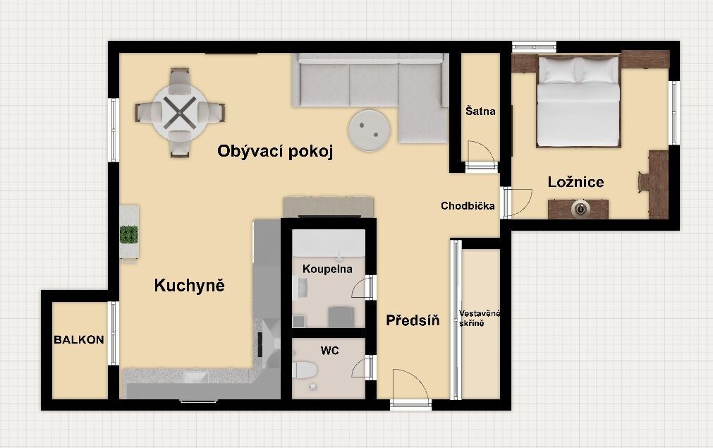 2+kk, Střimelická, Praha, 55 m²