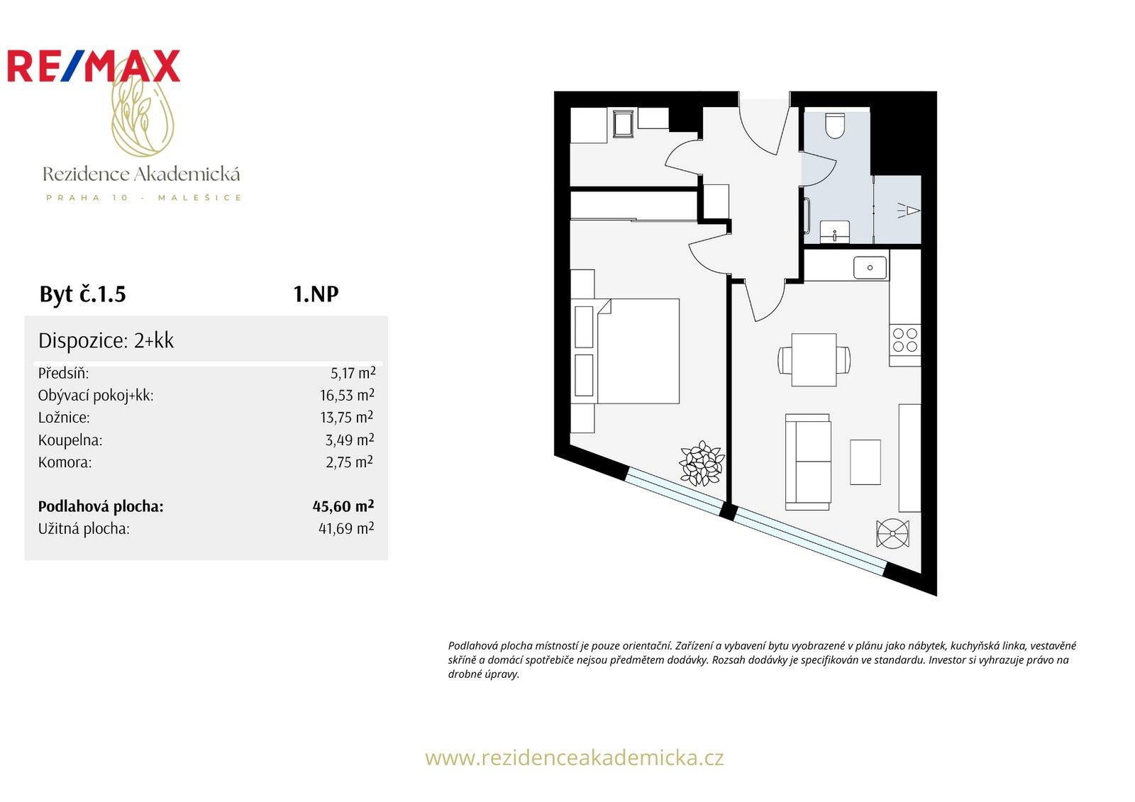 Prodej byt 2+kk - Akademická, Praha, 46 m²