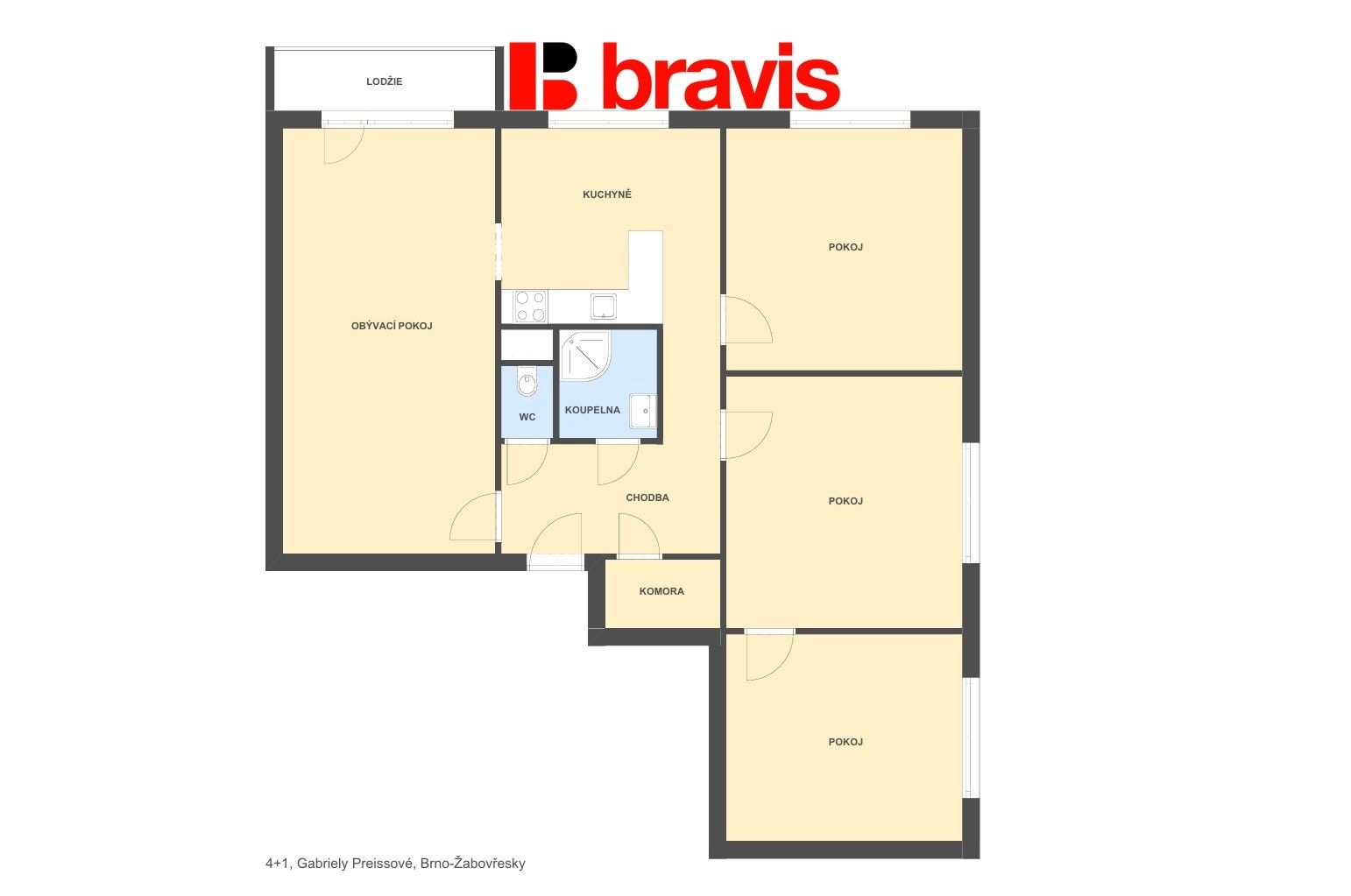 4+1, Gabriely Preissové 2589, Brno Žabovřesky, 83 m² - 2