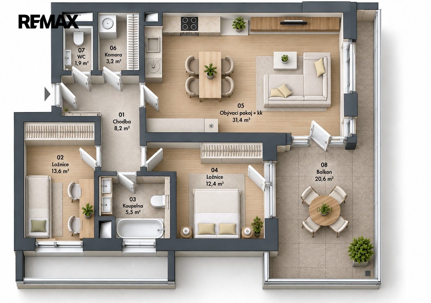 Pronájem byt 3+kk - Za Pískovnou 1275, Praha Dolní Chabry, 80 m² - 5