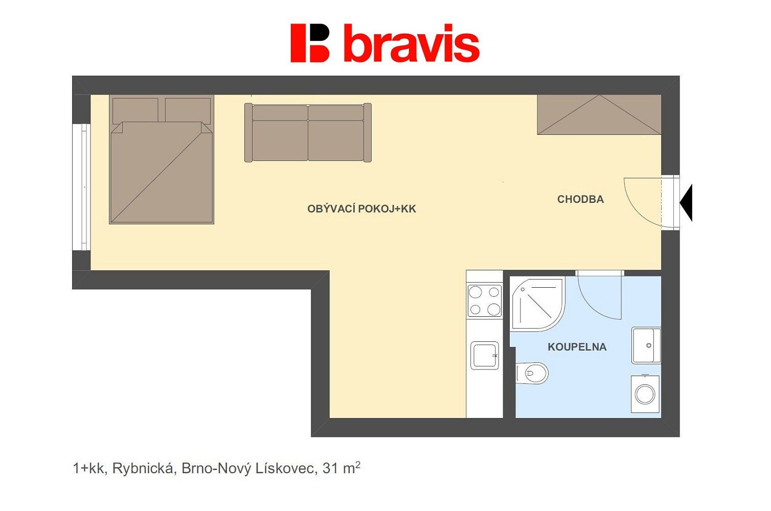 Prodej byt 1+kk - Brno - Nový Lískovec, okres Brno-město, Jihomoravský kraj, 31 m² - 5
