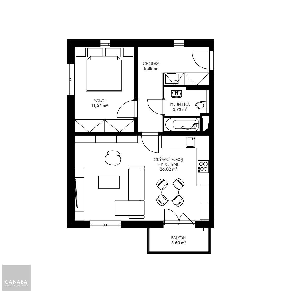 Byt 2+kk · 54 m² · Praha - 4
