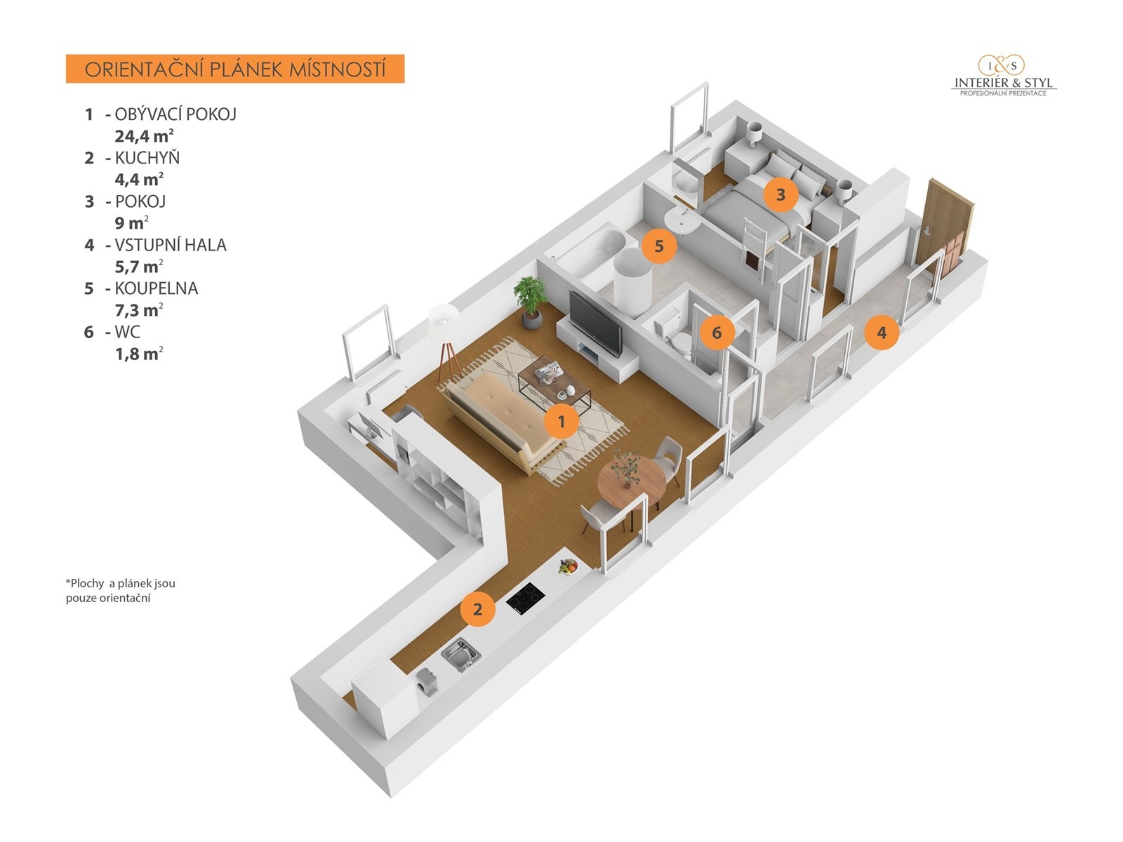 Byt 2+kk, 54 m²