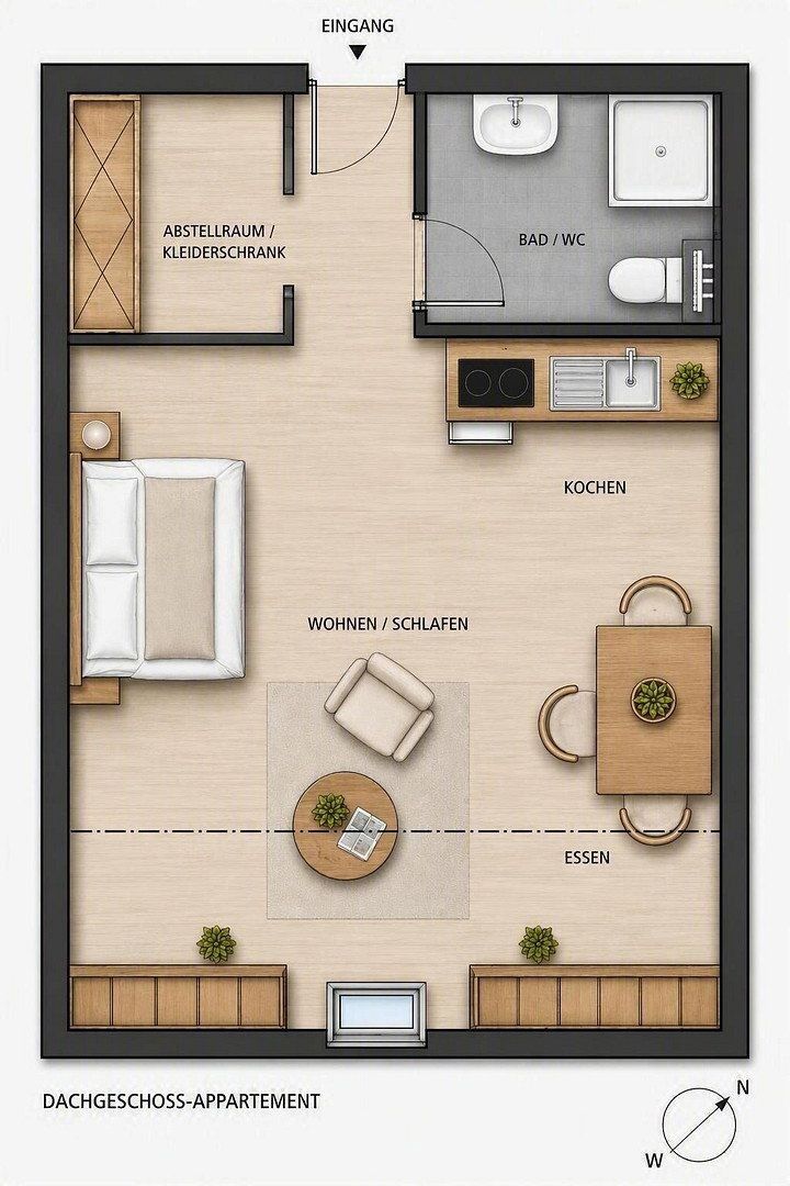 1+1, Münster Gievenbeck Nordrhein-Westfalen 48149, 18 m² - 2