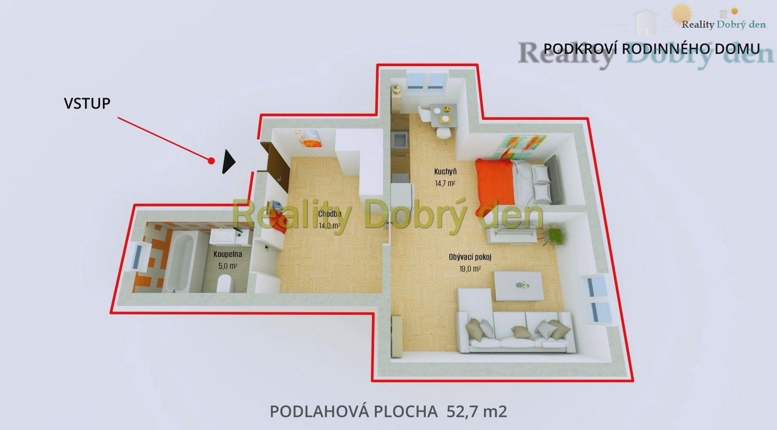 Pronájem byt 1+kk - Nerudova, Opava, 53 m²