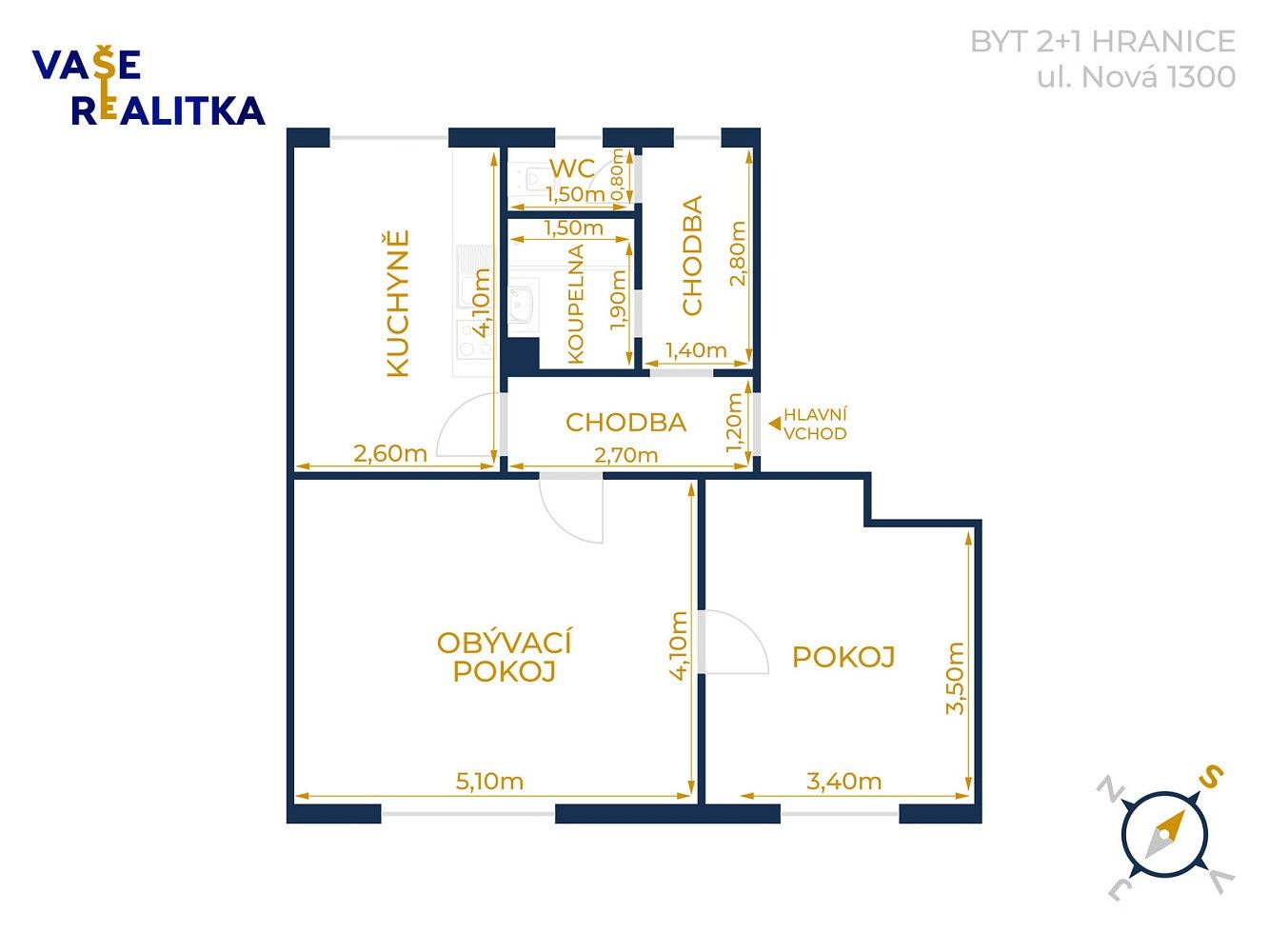 2+1, Hranice - Hranice I-Město, okres Přerov, Olomoucký kraj, 67 m² - 2