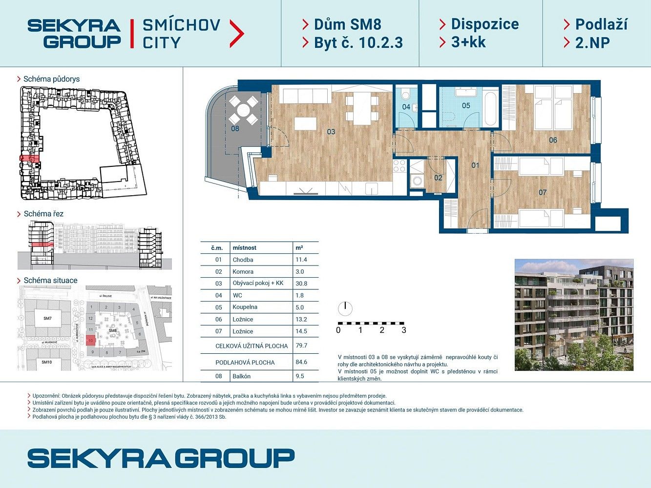 3+kk, Šiklové, Praha 5 - Smíchov, 80 m² - 2
